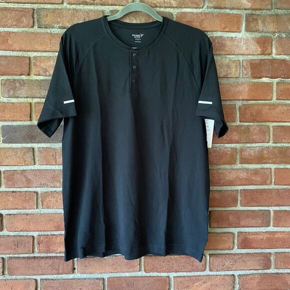 Old Navy Active Breathe On Twill Texture Henley Snap Front Tee Charcoal Large - Picture 1 of 12
